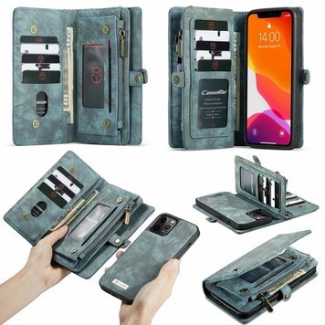 Caseme Retro Wallet splitleder hoesje geschikt voor iPhone 12 en iPhone 12 Pro - blauw Caseme Retro Wallet splitleder hoesje geschikt voor iPhone 12 en iPhone 12 Pro - blauw