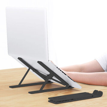 Opvouwbare Laptopstandaard verstelbaar in 7 standen Laptophouder - Zwart Opvouwbare Laptopstandaard verstelbaar in 7 standen Laptophouder - Zwart