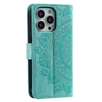 Mandala Wallet TPU hoesje geschikt voor iPhone 14 Pro - groen Mandala Wallet TPU hoesje geschikt voor iPhone 14 Pro - groen