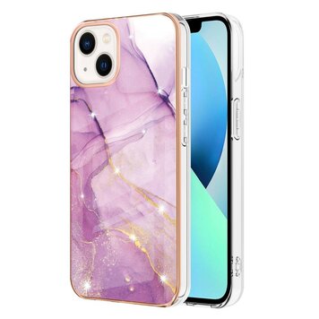 Marble Stone TPU hoesje geschikt voor iPhone 14 Plus - paars Marble Stone TPU hoesje geschikt voor iPhone 14 Plus - paars