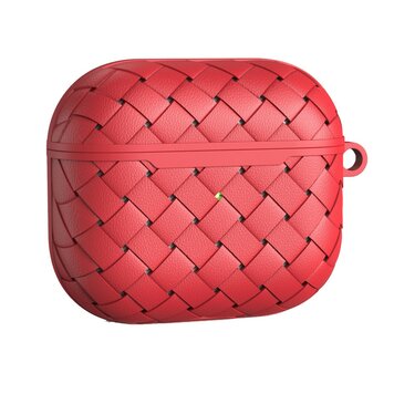 Woven Protection TPU hoesje met oogje geschikt voor AirPods 3 - rood