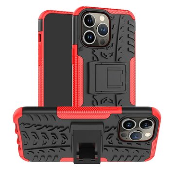 Shockproof Kickstand anti-slip kunststof en TPU hoesje geschikt voor iPhone 14 Pro - rood Shockproof Kickstand anti-slip kunststof en TPU hoesje geschikt voor iPhone 14 Pro - rood