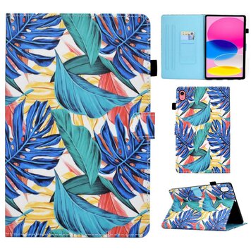 Tropical Bookcase kunstleer hoes geschikt voor iPad 10e gen 10.9 inch 2022 - blauw Tropical Bookcase kunstleer hoes geschikt voor iPad 10e gen 10.9 inch 2022 - blauw