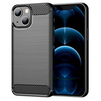 Carbon Armor TPU met geborstelde afwerking hoesje geschikt voor iPhone 13 mini - zwart