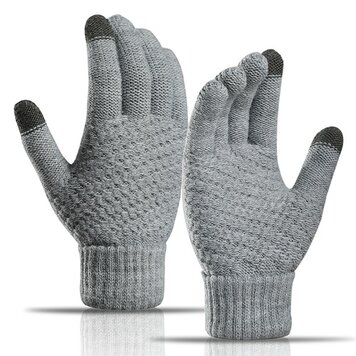 Winter touchscreen handschoenen Touch Gloves one-size wolstructuur wasbaar - grijs Winter touchscreen handschoenen Touch Gloves one-size wolstructuur wasbaar - grijs
