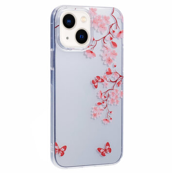Zen Bloesem Bloemtakken Natuur Vlinders TPU hoesje geschikt voor iPhone 14 Plus - doorzichtig Zen Bloesem Bloemtakken Natuur Vlinders TPU hoesje geschikt voor iPhone 14 Plus - doorzichtig