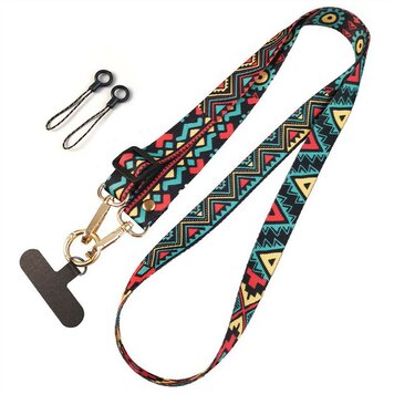 Crossbody Telefoonkoord Lanyard Band Keycord met Bevestigingstab voor onder je hoesje 120cm - Maya Totem Crossbody Telefoonkoord Lanyard Band Keycord met Bevestigingstab voor onder je hoesje 120cm - Maya Totem
