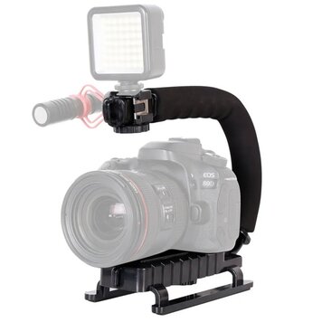 Draagbare camera stabilizer U-grip stabilisator cold shoe Beugel video camera smartphone Draagbare camera stabilizer U-grip stabilisator cold shoe Beugel video camera smartphone