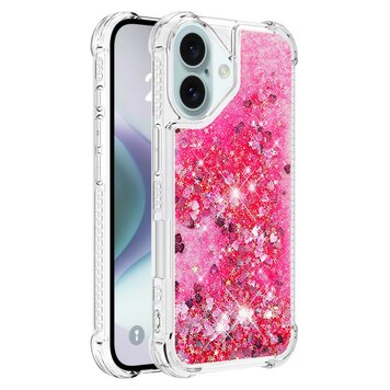 Glitter TPU met versterkte hoeken hoesje geschikt voor iPhone 16 Plus - transparant roze Glitter TPU met versterkte hoeken hoesje geschikt voor iPhone 16 Plus - transparant roze
