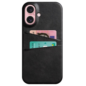 Duo Cardslot Wallet vegan leather hoesje geschikt voor iPhone 16 - zwart Duo Cardslot Wallet vegan leather hoesje geschikt voor iPhone 16 - zwart