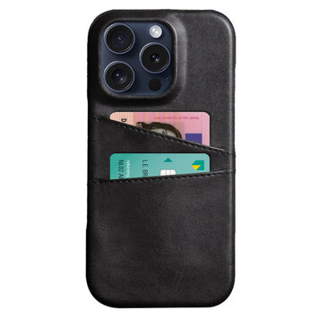 Duo Cardslot Wallet vegan leather hoesje geschikt voor iPhone 16 Pro Max - zwart Duo Cardslot Wallet vegan leather hoesje geschikt voor iPhone 16 Pro Max - zwart