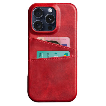 Duo Cardslot Wallet vegan leather hoesje geschikt voor iPhone 16 Pro - rood Duo Cardslot Wallet vegan leather hoesje geschikt voor iPhone 16 Pro - rood