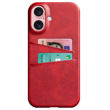 Duo Cardslot Wallet vegan leather hoesje geschikt voor iPhone 16 Plus - rood Duo Cardslot Wallet vegan leather hoesje geschikt voor iPhone 16 Plus - rood