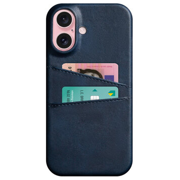 Duo Cardslot Wallet vegan leather hoesje geschikt voor iPhone 16 - blauw Duo Cardslot Wallet vegan leather hoesje geschikt voor iPhone 16 - blauw