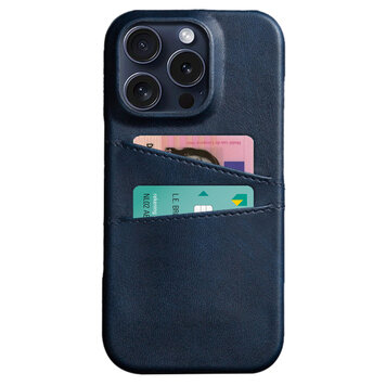 Duo Cardslot Wallet vegan leather hoesje geschikt voor iPhone 16 Pro Max - blauw Duo Cardslot Wallet vegan leather hoesje geschikt voor iPhone 16 Pro Max - blauw