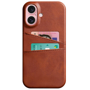 Duo Cardslot Wallet vegan leather hoesje geschikt voor iPhone 16 Plus - bruin Duo Cardslot Wallet vegan leather hoesje geschikt voor iPhone 16 Plus - bruin
