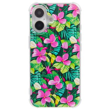 Tropical Leaves & Flowers TPU met versterkte hoeken hoesje geschikt voor iPhone 16 Plus
