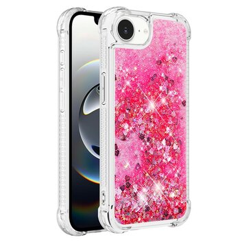 Glitter TPU met versterkte hoeken hoesje geschikt voor iPhone 16e - transparant roze Glitter TPU met versterkte hoeken hoesje geschikt voor iPhone 16e - transparant roze