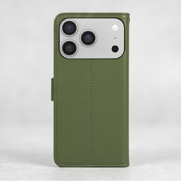 Luxe Leren Bookcase Hoesje Geschikt voor iPhone 18 Pro – Donkergroen