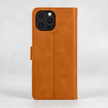 Luxe Leren Bookcase Hoesje Geschikt voor iPhone 16 Pro Max - Bruin