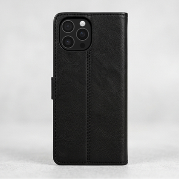 Luxe Leren Bookcase Hoesje Geschikt voor iPhone 16 Pro Max - Zwart