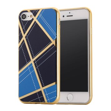 Chique silicone case geschikt voor iPhone 7 8 SE 2020 SE 2022 Gouden design lijnen Blauw Chique silicone case geschikt voor iPhone 7 8 SE 2020 SE 2022 Gouden design lijnen Blauw