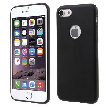 Effen zwart silicone hoesje geschikt voor iPhone 7 8 Black cover Mat Effen zwart silicone hoesje geschikt voor iPhone 7 8 Black cover Mat