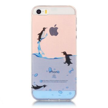 Doorzichtig TPU pinguin hoesje geschikt voor iPhone 5 5s en SE 2016 Doorzichtig TPU pinguin hoesje geschikt voor iPhone 5 5s en SE 2016