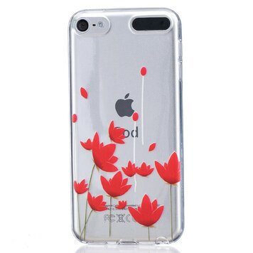 Rode bloemen hoesje TPU doorzichtig cover geschikt voor iPod Touch 5 6 7 Rode bloemen hoesje TPU doorzichtig cover geschikt voor iPod Touch 5 6 7