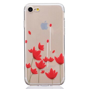 TPU hoesje geschikt voor iPhone 7 8 SE 2020 SE 2022 opdruk klaproos case rode bloemen TPU hoesje geschikt voor iPhone 7 8 SE 2020 SE 2022 opdruk klaproos case rode bloemen