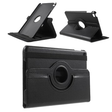 Zwarte lederen geschikt voor iPad mini 4 & iPad mini 5 (2019) draaibare case hoes Zwarte lederen geschikt voor iPad mini 4 & iPad mini 5 (2019) draaibare case hoes