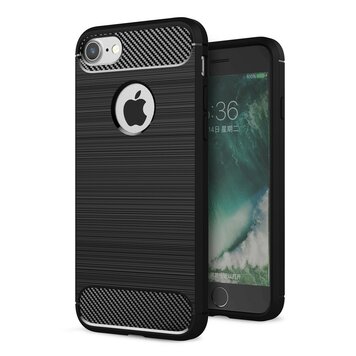 Zwart Fiber Carbon Armor geschikt voor iPhone 7 8 TPU hoesje Zwart Fiber Carbon Armor geschikt voor iPhone 7 8 TPU hoesje