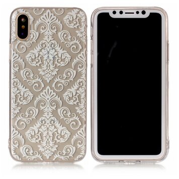 Doorzichtige sierlijke witte lijnen geschikt voor iPhone X XS hoesje case cover Doorzichtige sierlijke witte lijnen geschikt voor iPhone X XS hoesje case cover