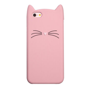 Schattige Kat snorharen geschikt voor iPhone 6 6s hoesje cover case kitten oortjes - Roze Schattige Kat snorharen geschikt voor iPhone 6 6s hoesje cover case kitten oortjes - Roze
