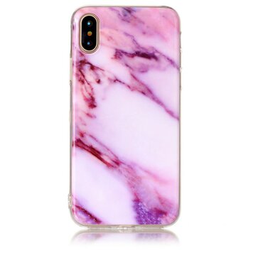 Roze marmer hoesje geschikt voor iPhone X XS paars case TPU marble Roze marmer hoesje geschikt voor iPhone X XS paars case TPU marble