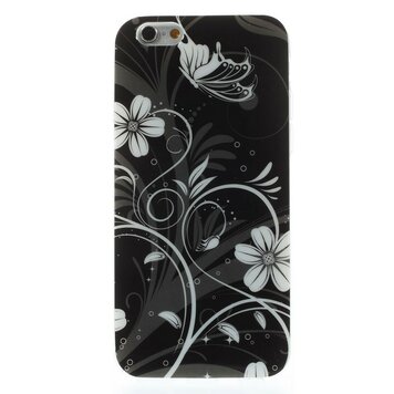 Zwart witte bloemen TPU hoesje geschikt voor iPhone 6 6s case Zwart witte bloemen TPU hoesje geschikt voor iPhone 6 6s case