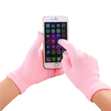 Winter touchscreen handschoenen lichtroze wol Winter touchscreen handschoenen lichtroze wol