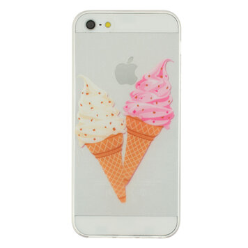 Doorzichtig softijs roze wit hoorntje geschikt voor iPhone 5 5s SE 2016 hoesje case IJsje Doorzichtig softijs roze wit hoorntje geschikt voor iPhone 5 5s SE 2016 hoesje case IJsje