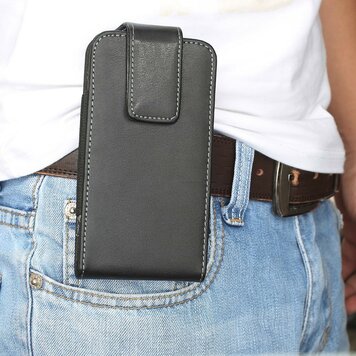 Broekclip geschikt voor iPhone 7 8 SE X Xs 11 Pro - lederen hoesje zwart Broekclip geschikt voor iPhone 7 8 SE X Xs 11 Pro - lederen hoesje zwart
