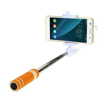 Opvouwbare selfiestick universeel - Oranje Wit - Audio afstandsbediening Opvouwbare selfiestick universeel - Oranje Wit - Audio afstandsbediening