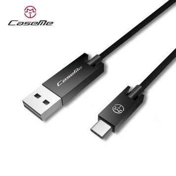 Caseme USB naar USB C kabel 1,2 meter - oplaadkabel zwart Caseme USB naar USB C kabel 1,2 meter - oplaadkabel zwart