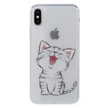 Doorzichtige cover katje geschikt voor iPhone X XS hoesje - Wit Grijs Transparant Doorzichtige cover katje geschikt voor iPhone X XS hoesje - Wit Grijs Transparant