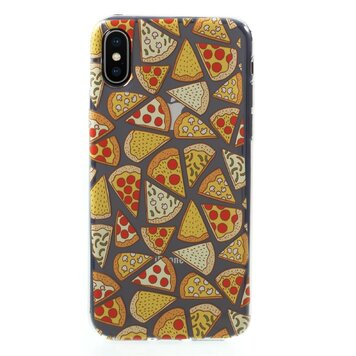Transparant Pizza hoesje TPU case geschikt voor iPhone X XS - Doorzichtig Transparant Pizza hoesje TPU case geschikt voor iPhone X XS - Doorzichtig