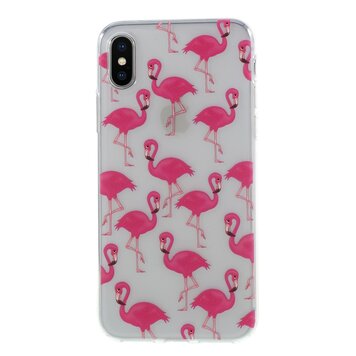 Roze flamingo's TPU case geschikt voor iPhone X XS hoesje - Transparant Roze flamingo's TPU case geschikt voor iPhone X XS hoesje - Transparant