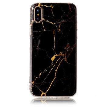 Marmer hoesje TPU marble cover geschikt voor iPhone X XS - Zwart Goud Marmer hoesje TPU marble cover geschikt voor iPhone X XS - Zwart Goud