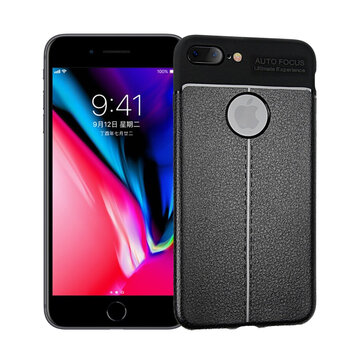 Litchi Grain lederen geschikt voor iPhone 7 Plus 8 Plus TPU hoesje - Zwart Litchi Grain lederen geschikt voor iPhone 7 Plus 8 Plus TPU hoesje - Zwart