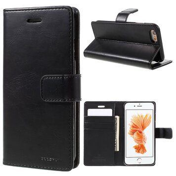 Mercury Blue Moon Bookcase wallet geschikt voor iPhone 6 6s Hoesje - Zwart Lederen Mercury Blue Moon Bookcase wallet geschikt voor iPhone 6 6s Hoesje - Zwart Lederen
