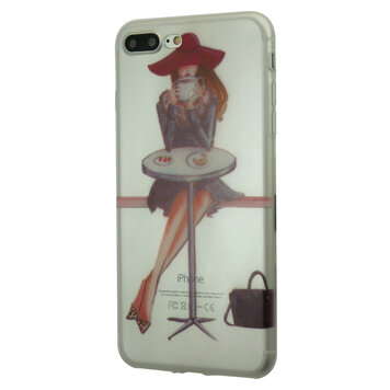Koffiemeisje stad cafe hoesje TPU geschikt voor iPhone 7 Plus 8 Plus - Transparant Koffiemeisje stad cafe hoesje TPU geschikt voor iPhone 7 Plus 8 Plus - Transparant