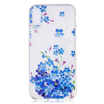 Doorzichtige Bloemenstruik geschikt voor iPhone X XS TPU hoesje - Blauw Doorzichtige Bloemenstruik geschikt voor iPhone X XS TPU hoesje - Blauw