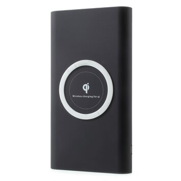 Universele powerbank en Qi draadloze oplaad pad 10.000 mAh - Zwart Universele powerbank en Qi draadloze oplaad pad 10.000 mAh - Zwart